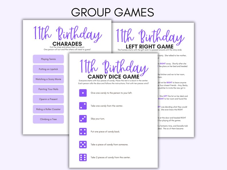 11th Birthday Party Games, 11 Year Old Party Games, Eleven Birthday