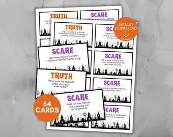 Juego de Halloween "Verdad o Susto", Juego de Halloween para niños, Actividades de Halloween para niños, Truco o trato familiar, Juego de fiesta de Halloween espeluznante