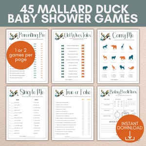 Mallard Duck Baby Shower Games Bundle, Duck Hunting Baby Shower Games, Duck Baby Shower, Hunting Baby Shower Games, Printable Duck Games