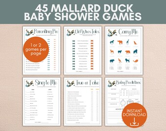 Mallard Duck Baby Shower Games Bundle, Duck Hunting Baby Shower Games, Duck Baby Shower, Hunting Baby Shower Games, Printable Duck Games