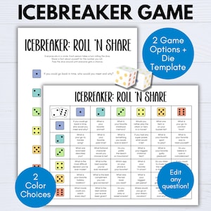 Icebreaker Game, Editable Dicebreaker Game, Get to Know You Game, Conversation Starter, Office Team Building Activity, Table Talk Dice,