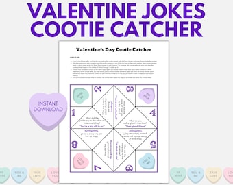 Valentine's Day Joke Teller, Cootie Catcher Template, Valentine Fortune Teller, Valentine Jokes for Kids, Valentine Craft, Kid Valentine