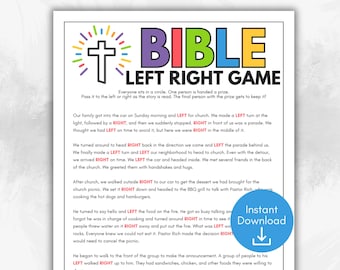 Bible Left Right Game, Bible Games for Kids, Teen Youth Group Games, Women's Ministry, Bible Pass the Prize, Christian Game, Church Games