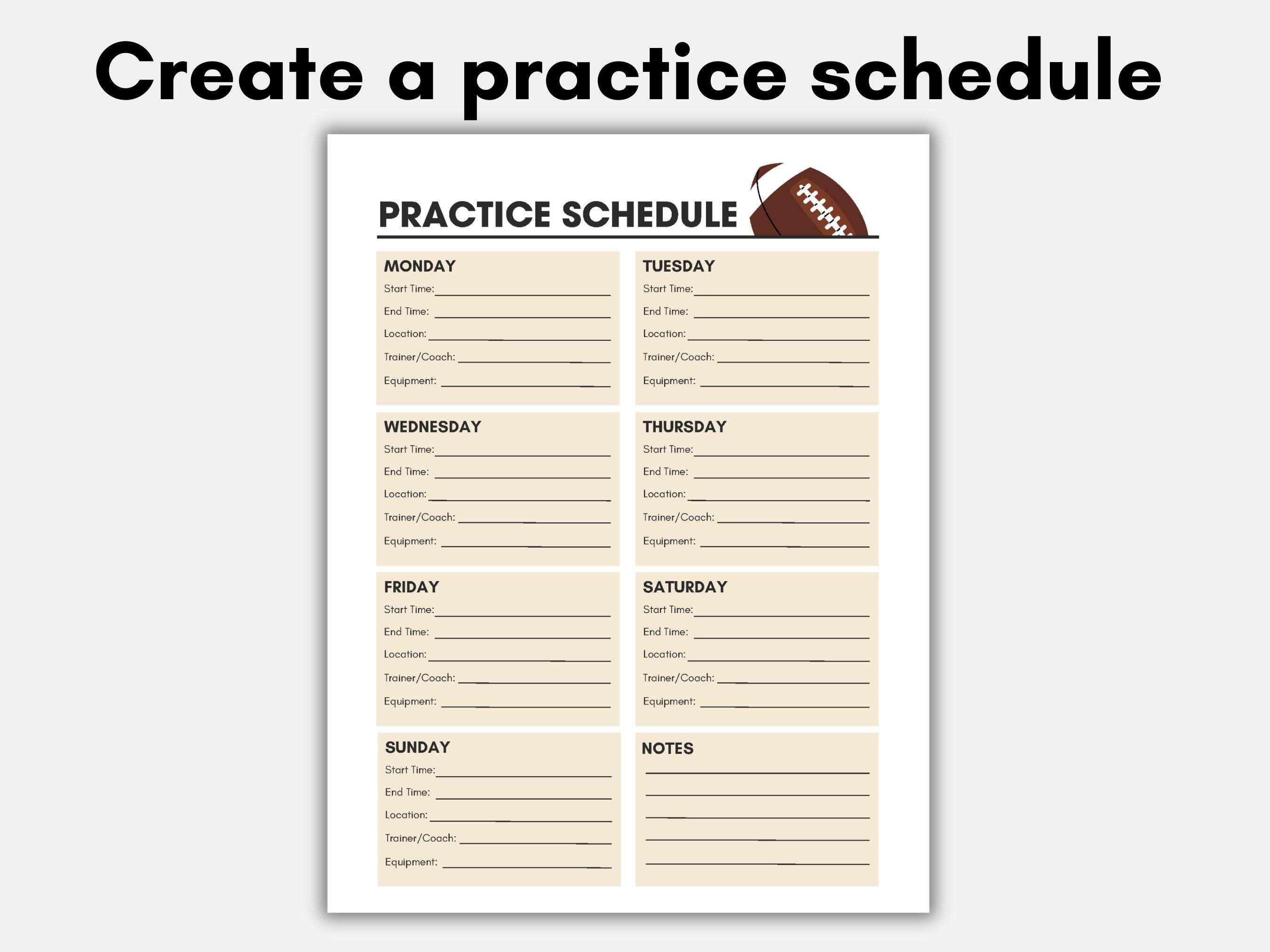 Editable Football Game Schedule Template, Football Schedule Template
