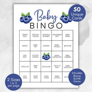 Blueberry Baby Shower Bingo