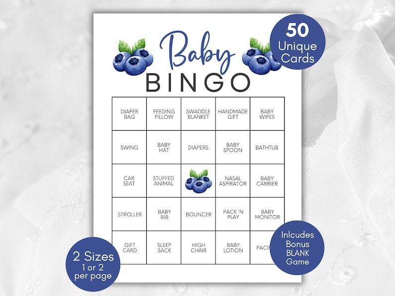Blueberry Baby Shower Bingo