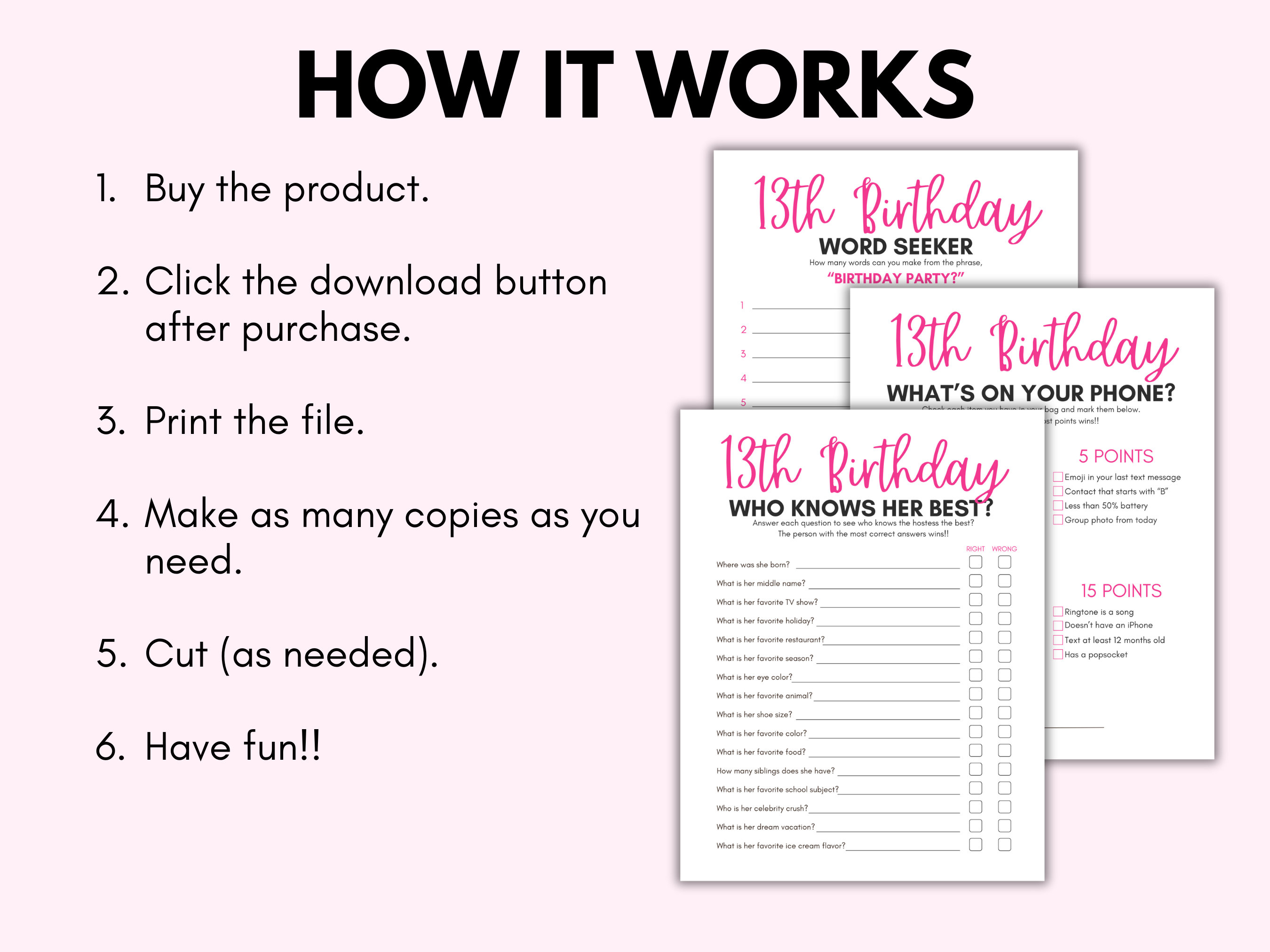 13th Birthday Party Games, 13 Year Old Party Games, Thirteenth Birthday, Girls 13th Birthday