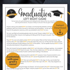 2025 Graduation Left Right Game, Graduation Pass the Prize Game, Graduation Party Games, Printable Graduation Gams
