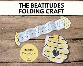 Beatitudes Craft for Kids, Beatitudes Bible Activity, Sunday School Craft, Bible Lessons for Kids, Bible Verse Activity,  Folded Craft Idea