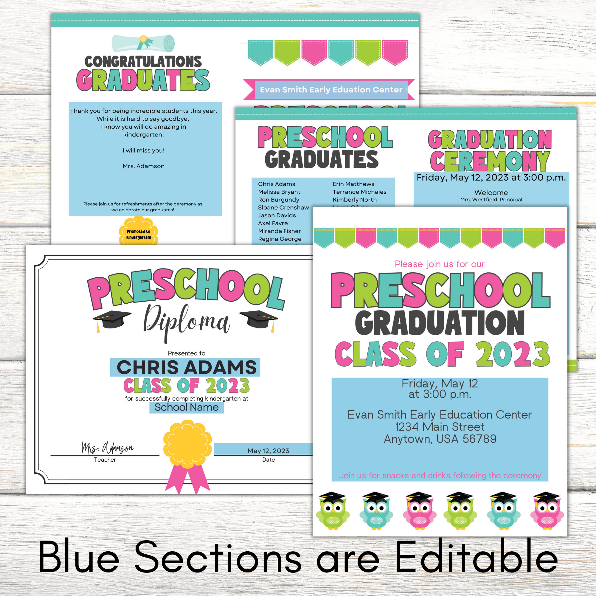 Preschool Graduation Templates Prek Graduation Invite - Etsy
