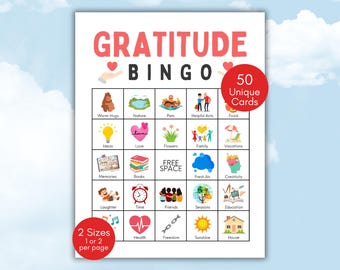 Gratitude Bingo, Thankful Bingo Cards, Counseling Bingo Game, Mental Health Bingo, Mindfulness Bingo, Gratitude Activity, Gratitude Game