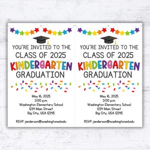 Editable Kindergarten Graduation Invitation, Kindergarten Graduation Announcement, Class Graduation Ceremony, Digital Kindergarten Invite