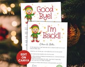 Elf Letter, Elf Return Letter, Elf Goodbye Letter, Elf Welcome Letter, Elf I'm Back Christmas Letter, Elf Arrival Return, Goodby Elf Letter
