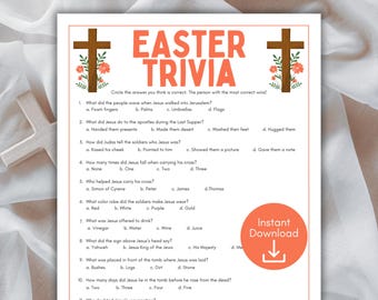 Easter Trivia, Easter Bible Trivia Game, Easter Story Trivia Game, Holy Week Activity, Easter Sunday Activity, Religious Easter Game