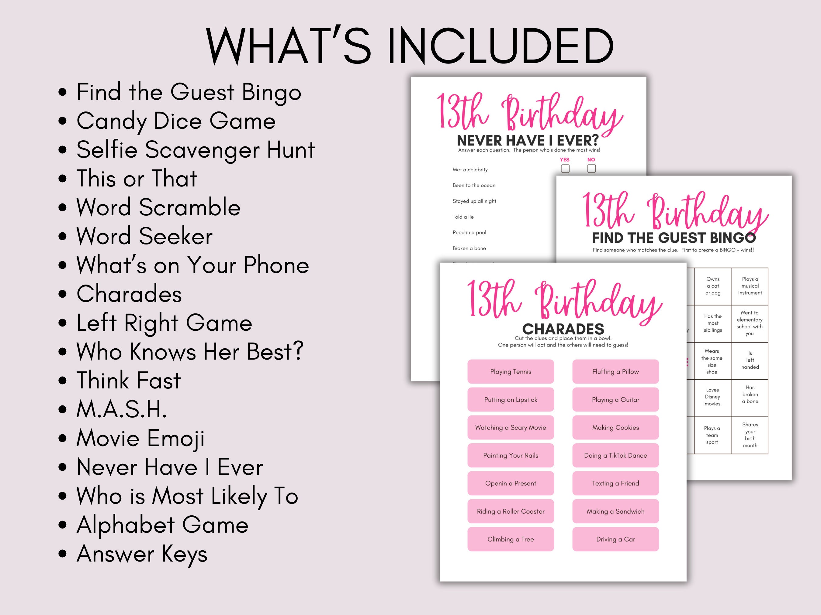 13th Birthday Party Games, 13 Year Old Party Games, Thirteenth Birthday