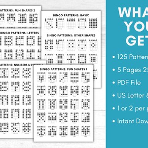 125 Bingo Patterns Printable, Bingo Winning Patterns, Bingo Shapes ...