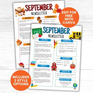 Back to School Newsletter Template, Back to School September Classroom Newsletter Template, Daycare Newsletter, Parent Communication