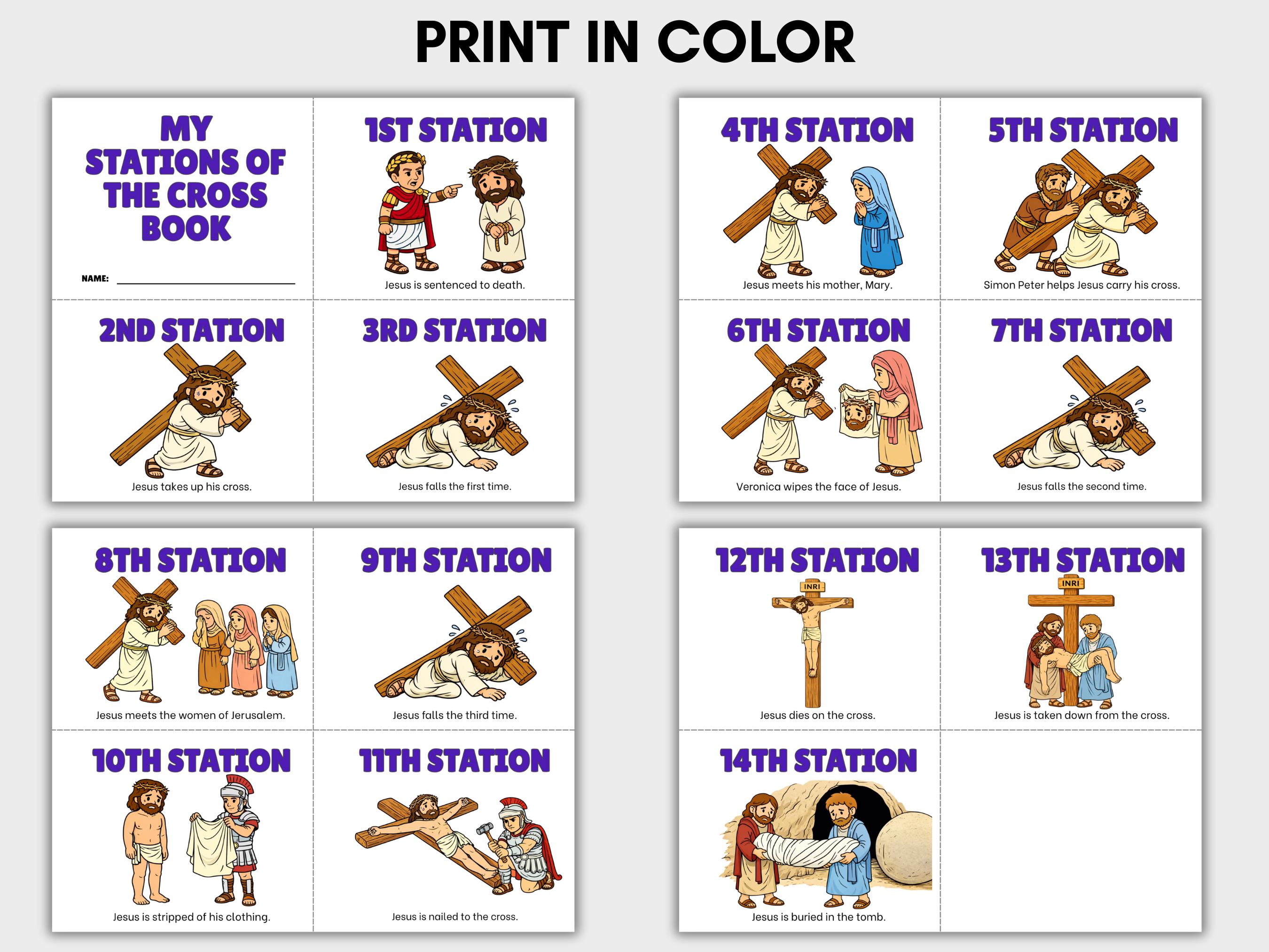 Stations of the Cross for Kids, Lent Activity, Prayer Booklet, Catholic ...