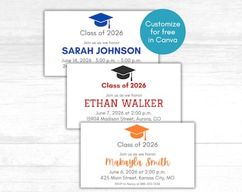 Printable Graduation Insert Card, Graduation Party Insert, Graduation Invitation Insert Card, Grad Announcement, 2026 Graduation Insert