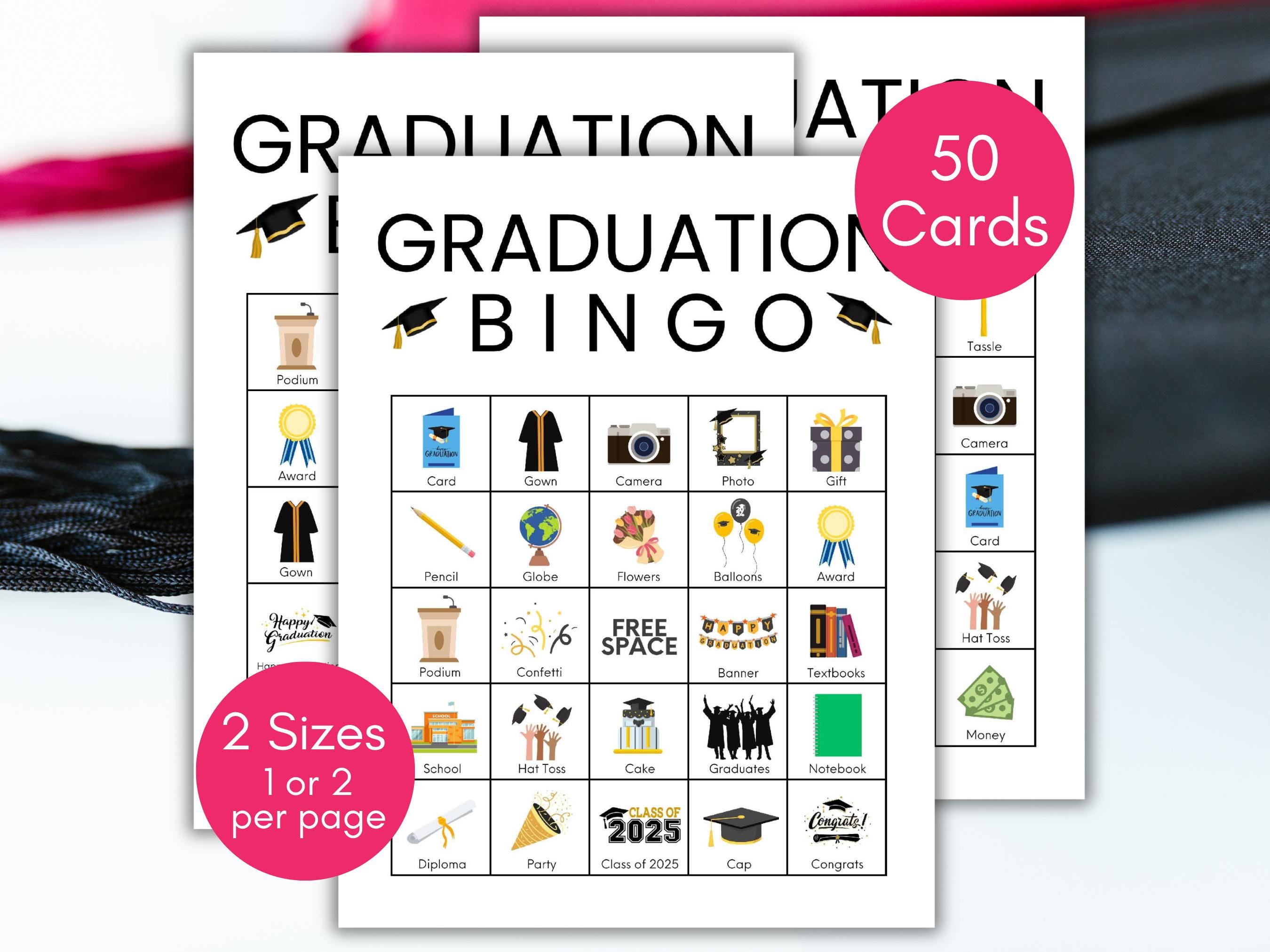 Liliful Graduation Bingo Game Set – 35 Pieces For 24 Players, Class Of 2025 Party Games For High School & College Graduations