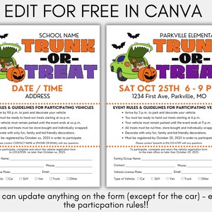 Trunk or Treat Sign Up Sheet, Trunk or Treat Sign Up Form, Editable Trunk or Treat Form, Trunk or Treat Registration Form, Canva Template image 2