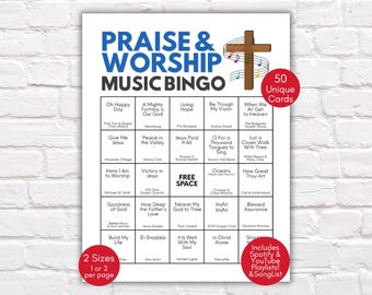 Christelijke muziekbingo, lofprijs- en aanbiddingsbingo, christelijk bingospel, kerkmuziekbingo, paasmuziekbingo, hymnenbingo, kerkliederen