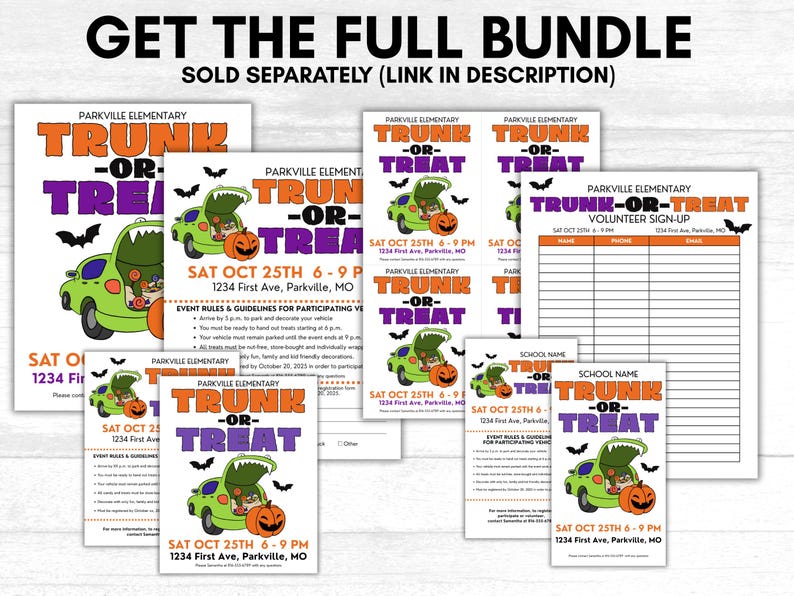 Trunk or Treat Sign Up Sheet, Trunk or Treat Sign Up Form, Editable Trunk or Treat Form, Trunk or Treat Registration Form, Canva Template image 3