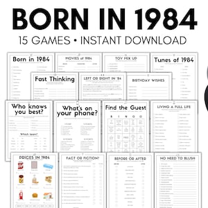 40th Birthday Party Games, Born in 1984 Game, 1984 Birthday Game, 40th Birthday Games,  Born in 1984 Birthday Game, Born in 1984 Party Games