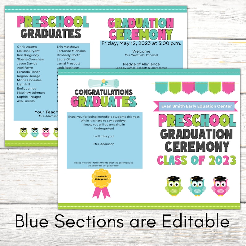 Preschool Graduation Program Template, Graduation Program for Preschool