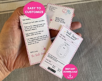 Mini Tooth Fairy Letter, Printable Tooth Fairy Receipt, Printable Tooth Fairy Letter PDF, Tooth Fairy Envelope, Editable Tooth Fairy