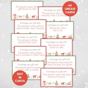 Christmas Gift Exchange Game, White Elephant Gift Exchange Cards, Gift Swap Game, Holiday Gift Exchange Idea, Office Holiday Party Game