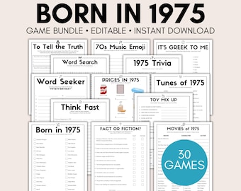 50歳の誕生日パーティーゲームバンドル、1975年生まれのゲーム、50歳の誕生日ゲーム、女性向け50歳の誕生日ゲーム、1975年の誕生日ゲーム、大人向けゲーム