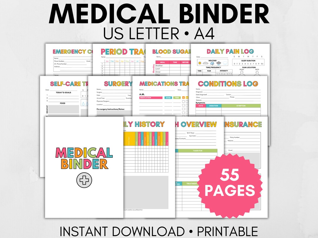 Medical Binder Printable, Medical Planner, Healthcare Planner, Chronic ...
