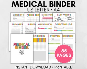 Medical Binder Printable, Chronic Illness Planner, Health Tracker, Medical Records Binder, Health Log, Printable Medical Planner, Health Log
