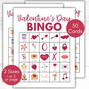 Valentine&#39;s Day Bingo, 50 Valentine&#39;s Bingo Cards, Valentine&#39;s Day Activity, Kids, Valentine&#39;s Party Game, Valentine&#39;s Classroom Activity