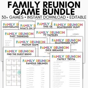 Family Reunion Games Bundle, Printable Family Party Games, Fun Family Reunion Activities, Family Reunion Icebreakers, Family Reunion Fun