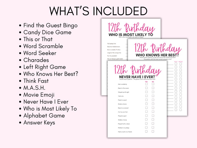 12th Birthday Party Games, 12 Year Old Party Games, Twelfth Birthday ...