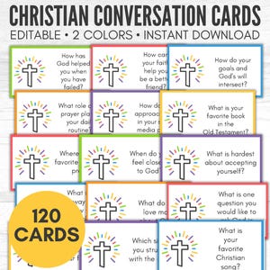 Christliche Gesprächsstarter, bearbeitbare Gesprächsstarter für Kinder, Jugendgruppe, Sonntagsschule, christliche Spiele, Diskussionskarte