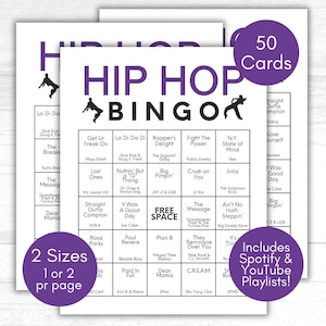 Hiphopbingo, hiphopmuziekbingo, r&b-hiphopmuziekhits, rapmuziekfeest, hiphopfeest, hiphopafspeellijst, hiphopbingokaarten