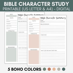 Bible Character Study Template, Printable Bible Character Study, Bible Study Printable, Bible Character Journaling, Christian Printable
