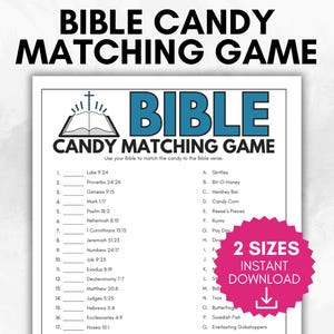 Bible Candy Match Game, Bible Match Party, Bible Games for Kids, Bible Games for Teens, Sunday School Activities, Youth Group Activities