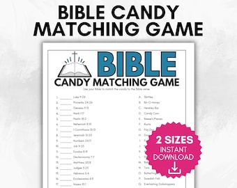 Bible Candy Match Game, Bible Match Party, Bijbelspellen voor kinderen, Bijbelspellen voor tieners, zondagsschoolactiviteiten, groepsactiviteiten voor jongeren