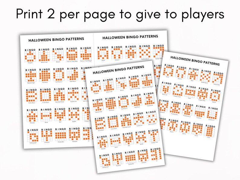 Halloween Bingo Patterns, Printable Halloween Bingo Game, Bingo Patterns Download, Fall Bingo Patterns, Bingo Winning Patterns image 5