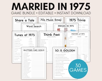 50th Anniversary Game Bundle, Married in 1975 Games, 50th Wedding Anniversary Games, 50th Golden Anniversary Games, 50th Anniversary Party