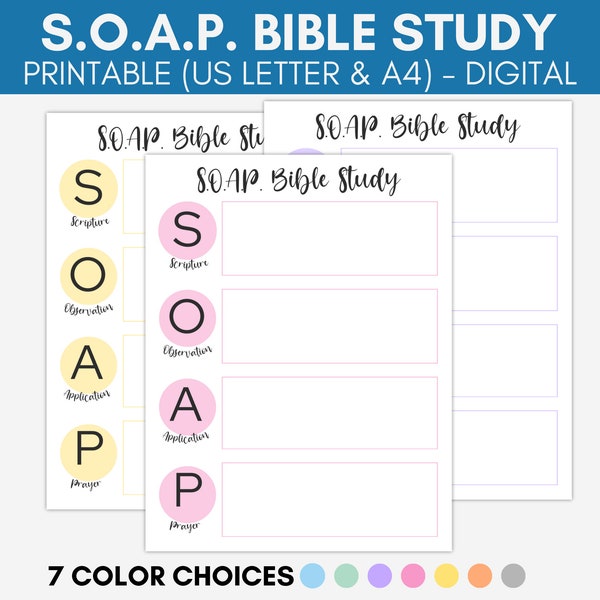 SOAP Bible Study Printable Template, Printable Bible Study Guide, Bible Study Notes, Digital Bible Study, Women Bible Study, Digital SOAP