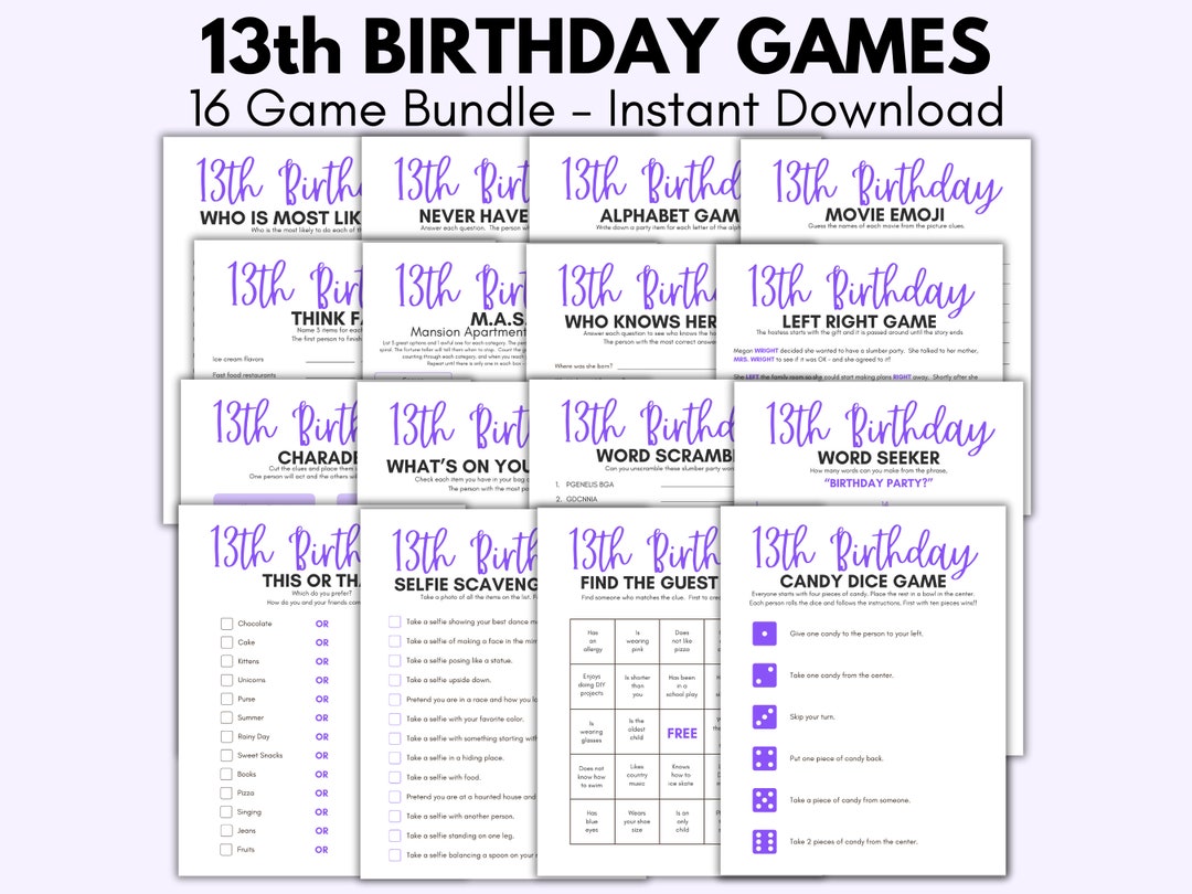 13th Birthday Party Games, 13 Year Old Party Games, Thirteenth Birthday, Girls 13th Birthday