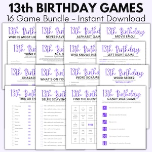 13th Birthday Party Games, 13 Year Old Party Games, Thirteenth Birthday,  Girls 13th Birthday, Teen Games, 13-year-old girls birthday