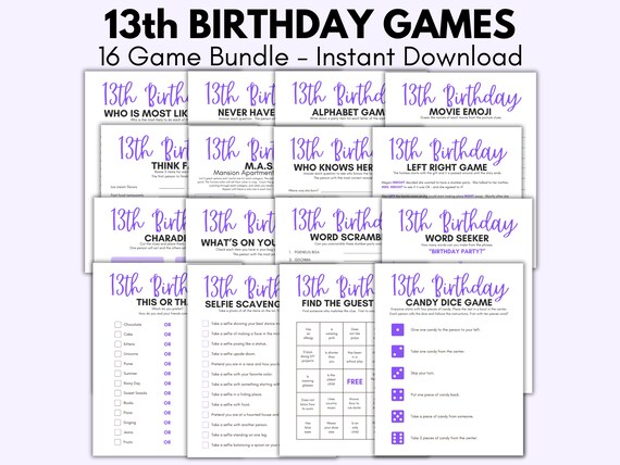 13th Birthday Party Games, 13 Year Old Party Games, Thirteenth