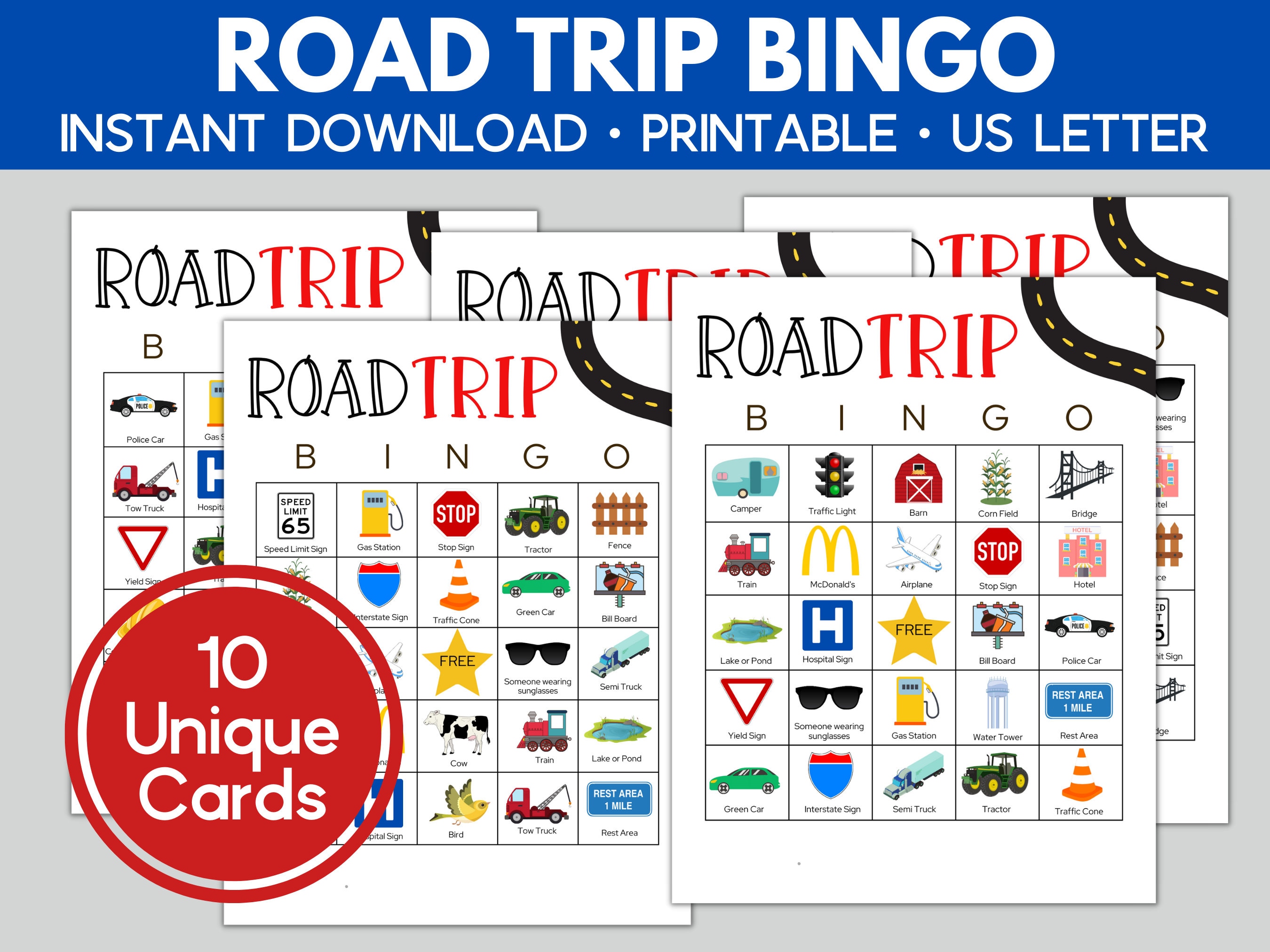 Personalized Travel Games for Kids, Road Trip Activities, Bingo