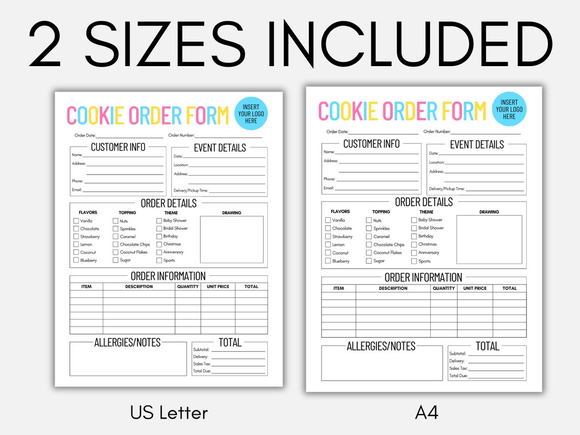 Cookie Order Form Template, Editable Canva Template, Bakery Form, Home ...
